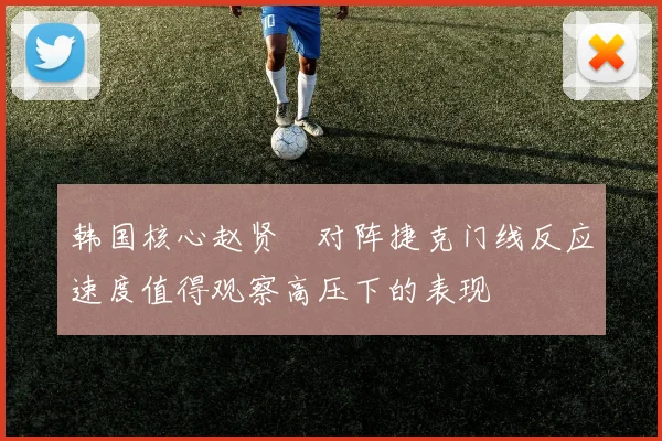韩国核心赵贤祐对阵捷克门线反应速度值得观察高压下的表现